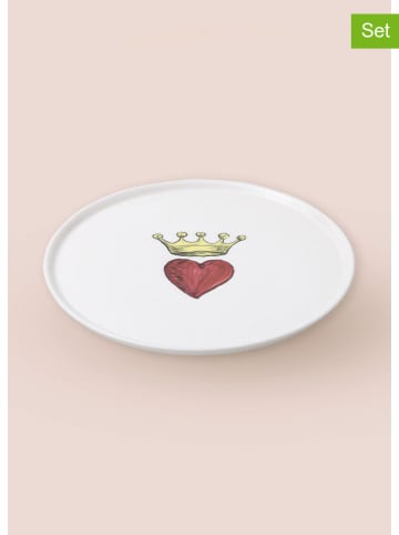 Hermia 6-delige set: dinerborden wit/rood - Ø 26 cm