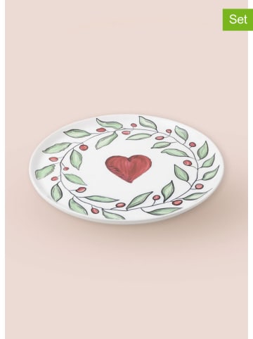 Hermia 6-delige set: dinerborden wit/groen/rood - Ø 26 cm