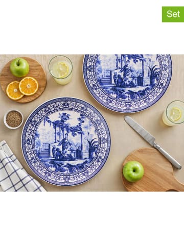 Hermia 6er-Set: Speiseteller in Weiß/ Dunkelblau - Ø 25,5 cm