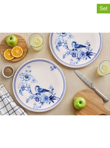Hermia 6er-Set: Speiseteller in Weiß/ Blau - Ø 25,5 cm