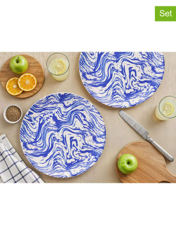 Hermia 6er-Set: Speiseteller in Weiß/ Blau - Ø 25,5 cm