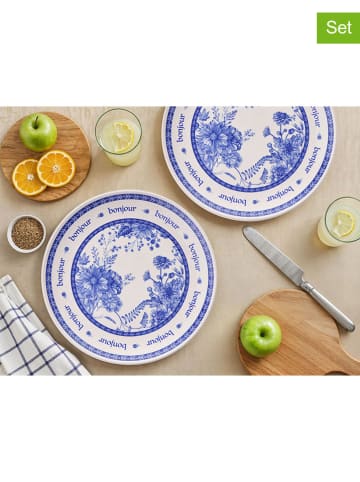 Hermia 6er-Set: Speiseteller in Weiß/ Blau - Ø 25,5 cm