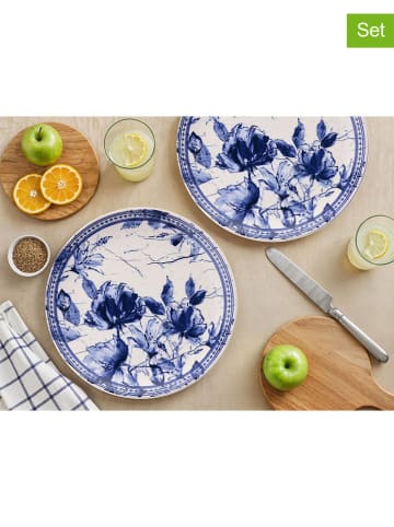 Hermia 6-delige set: dinerborden wit/donkerblauw - Ø 25,5 cm