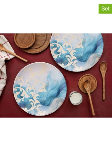 Hermia 6-delige set: dinerborden wit/lichtblauw - Ø 25,5 cm