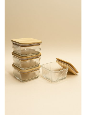 Hermia 4-delige set: voorraadpotten beige - 300 ml