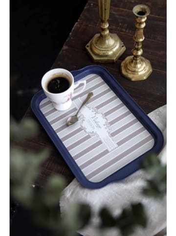 Hermia Tablett in Dunkelblau/ Beige - (L)21,5 x (B)31,6 cm