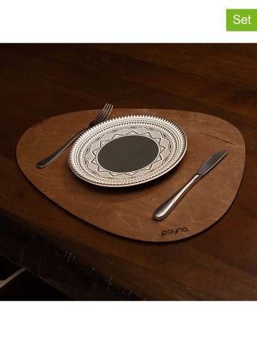 Hermia 4-delige set: placemats lichtbruin - (L)45 x (B)33 cm