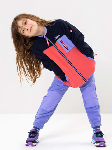 Peek U Fleece vest "Wave" koraalrood/donkerblauw/paars