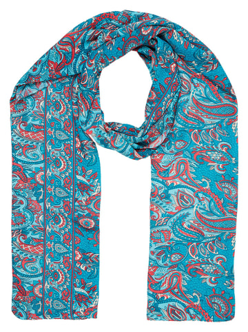 Ipanima Schal in Blau/ Koralle - (L)180 x (B)100 cm