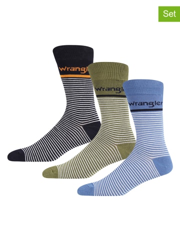 Wrangler Skarpety (3 pary) "Healey" w kolorze czarnym, niebieskim i oliwkowym