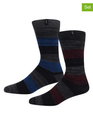 LEE Underwear Skarpety antypoślizgowe (2 pary) w kolorze antracytowo-niebiesko-fioletowym