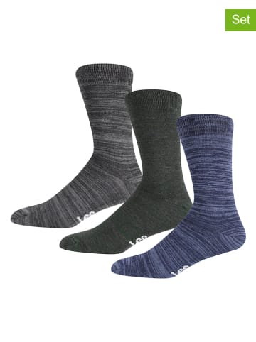 LEE Underwear Skarpety (3 pary) "Soutar" w kolorze szarym i niebieskim