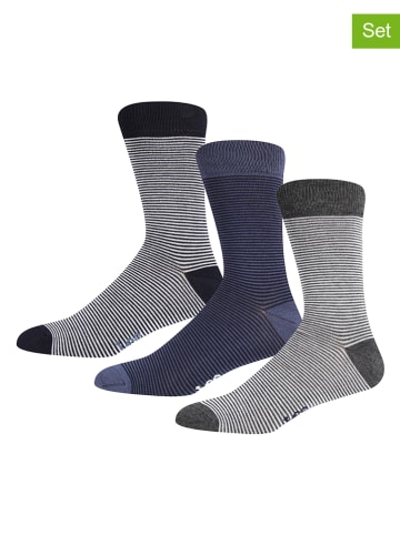 LEE Underwear Skarpety (3 pary) "Carey" w kolorze szarym i niebieskim