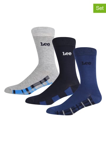 LEE Underwear Skarpety (3 pary) "Crosbie" w kolorze niebieskim, szarym i czarnym