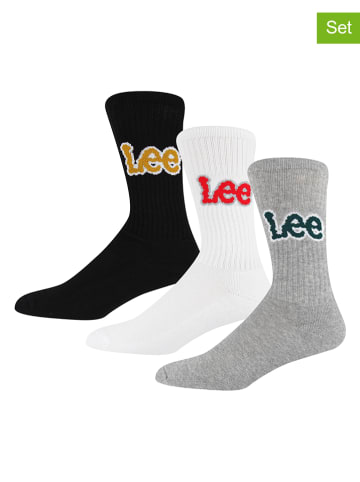 LEE Underwear Skarpety (3 pary) "Renwick" w kolorze białym, szarym i czarnym