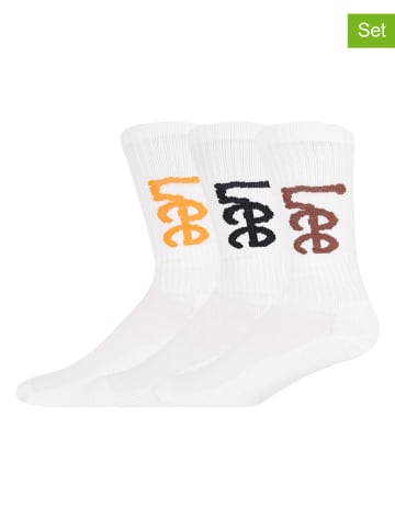 LEE Underwear Skarpety sportowe (3 pary) "Lough" w kolorze biało-pomarańczowo-granatowym