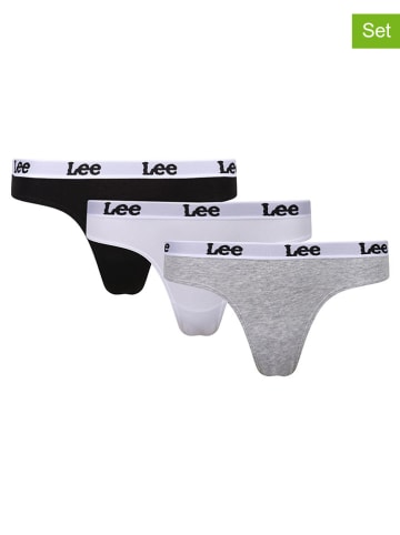 LEE Underwear 3er-Set: Slips "Diana" in Weiß/ Schwarz/ Grau