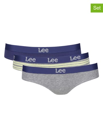 LEE Underwear 3er-Set: Slips "Liliop" in Dunkelblau/ Gelb/ Grau