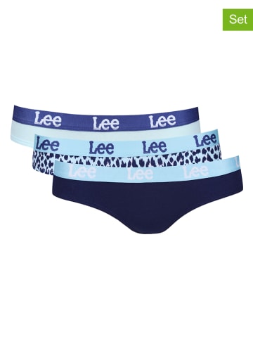 LEE Underwear 3er-Set: Slips "Laura" in Dunkelblau/ Hellblau
