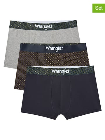 Wrangler 3er-Set: Boxershorts "Winchell" in Dunkelblau/ Grau/ Gelb