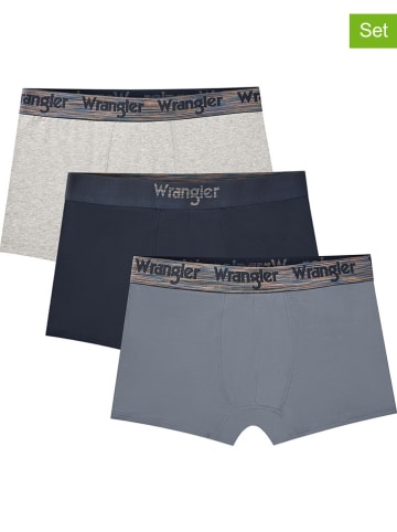 Wrangler 3er-Set: Boxershorts "Montel" in Hellgrau/ Dunkelblau/ Blaugrau