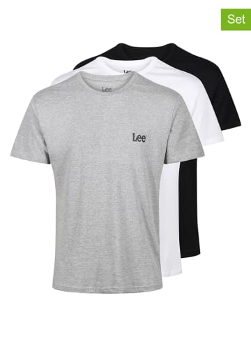 LEE Underwear 3er-Set: Shirts "Arlen" in Schwarz/ Weiß/ Grau