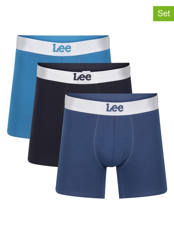 LEE Underwear 3er-Set: Boxershorts "Keenan" in Dunkelblau/ Hellblau/ Blau