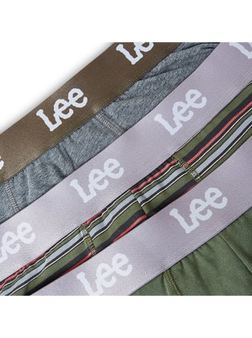 LEE Underwear 3er-Set: Boxershorts "Becket" in Grau/ Khaki