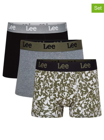 LEE Underwear Bokserki (3 pary) "Reo" w kolorze oliwkowym, czarnym i szarym