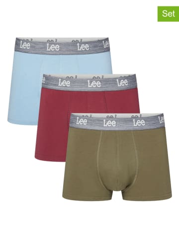 Lee 3er-Set: Boxershorts "Bentlee" in Hellblau/ Bordeaux/ Khaki