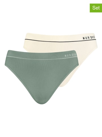 Nur Die 2er-Set: Slips in Grün/ Creme