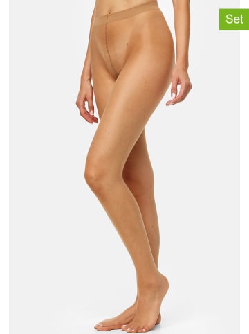 Nur Die 3er-Set: Strumpfhose "Transparent" in Beige - 15 DEN
