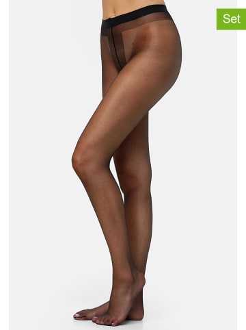 Nur Die 3er-Set: Strumpfhose "Transparent" in Schwarz - 15 DEN