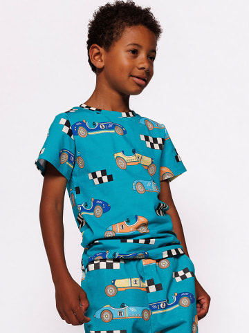 Småfolk Shirt "Auto's" turquoise/meerkleurig