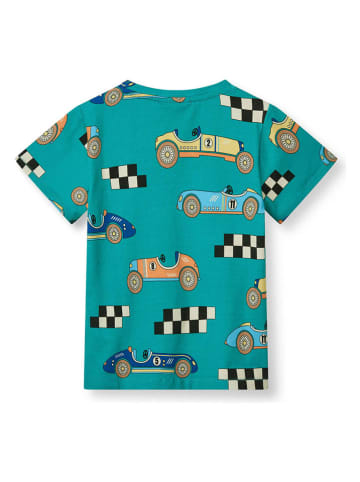 Småfolk Shirt "Auto's" turquoise/meerkleurig