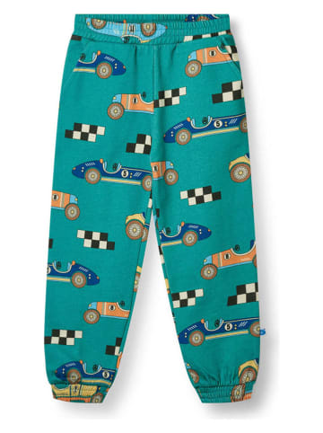Småfolk Sweatbroek "Auto's" turquoise/meerkleurig