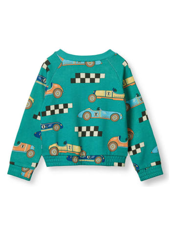 Småfolk Sweatshirt "Auto's" turquoise/meerkleurig