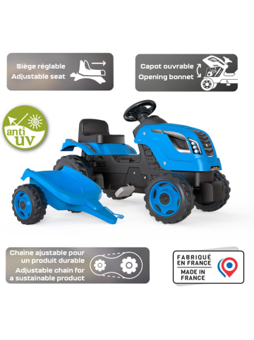 Smoby Traktor "Farmer XL" w kolorze niebieskim z przyczepką - 3+