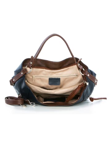 Anna Morellini Skórzana torebka "Noalia" w kolorze granatowo-brązowym - 32 x 25 x 12 cm