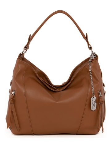 Anna Morellini Leder-Schultertasche "Noalia" in Camel - (B)32 x (H)25 x (T)12 cm