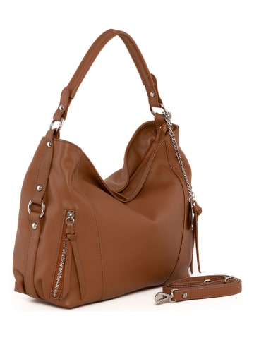Anna Morellini Leder-Schultertasche "Noalia" in Camel - (B)32 x (H)25 x (T)12 cm