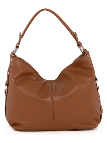 Anna Morellini Leder-Schultertasche "Noalia" in Camel - (B)32 x (H)25 x (T)12 cm