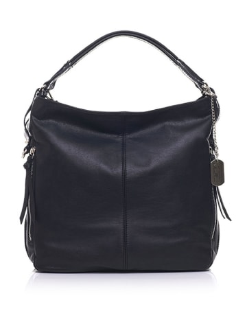 Anna Morellini Leder-Schultertasche in Schwarz - (B)36 x (H)39 x (T)16 cm