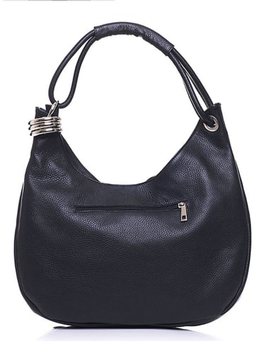 Anna Morellini Leder-Schultertasche "Alba" in Schwarz - (B)38 x (H)34 x (T)10 cm