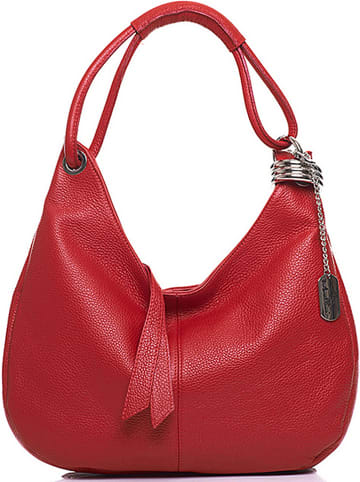 Anna Morellini Leder-Schultertasche "Alba" in Rot - (B)38 x (H)34 x (T)10 cm