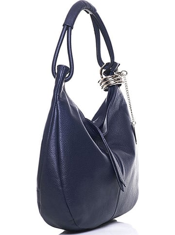 Anna Morellini Leren schoudertas "Alba" donkerblauw - (B)38 x (H)34 x (D)10 cm