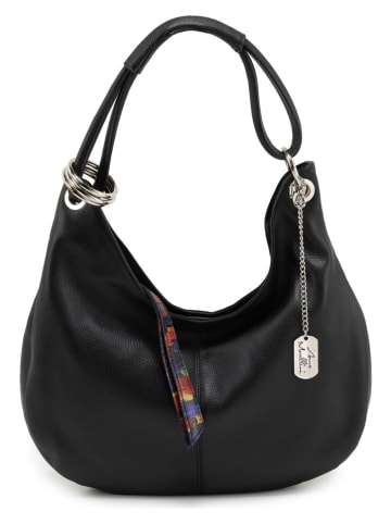 Anna Morellini Leder-Schultertasche "Alba" in Schwarz - (B)38 x (H)34 x (T)10 cm