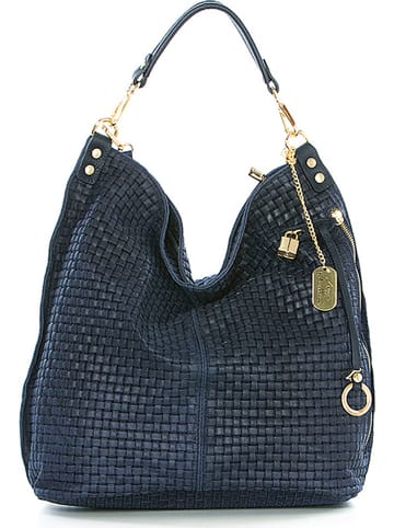 Anna Morellini Leren shopper "Caroline" donkerblauw - (B)42 x (H)38 x (D)17 cm