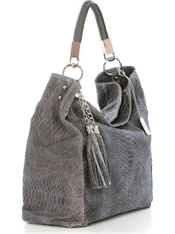 Anna Morellini Leren schoudertas "Rosallia" grijs - (B)38 x (H)36 x (D)14 cm