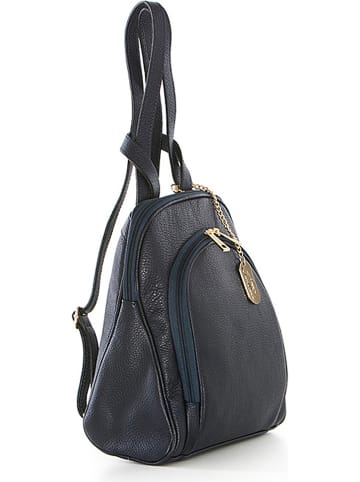 Anna Morellini Leder-Rucksack "Breta" in Dunkelblau - (B)24 x (H)30 x (T)12 cm